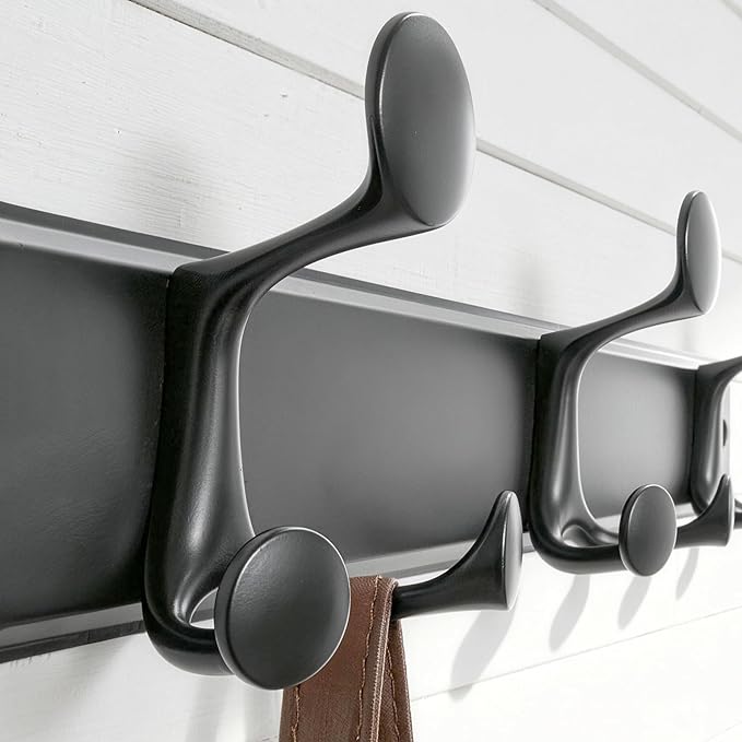 SKOLOO 18 Hooks Wall Mounted Coat Rack, 36 Inch Modern Coat Hanger for Entryway, Bathroom, Garage, Lightweight with 16 Inch Stud Spacing Design, Matte Black