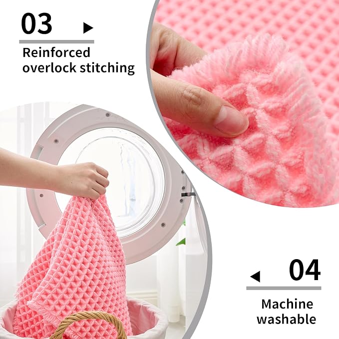 Disolla Waffle Bath Mat, Non Slip Absorbent Bathroom Runner Rug, Washable Quick Dry Ultra Soft Long Bathroom Floor Mat, Large Pink Bath Rug for Tub Shower, 24''x54''