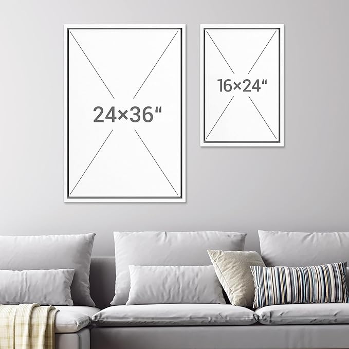 SIGNWIN Framed Canvas Print Wall Art Set Pastel Gray Watercolor Landscape Abstract Shapes Illustrations Minimal Decorative Boho Nordic Relax/Zen for Living Room, Bedroom, Office - 24"x36"x2 White
