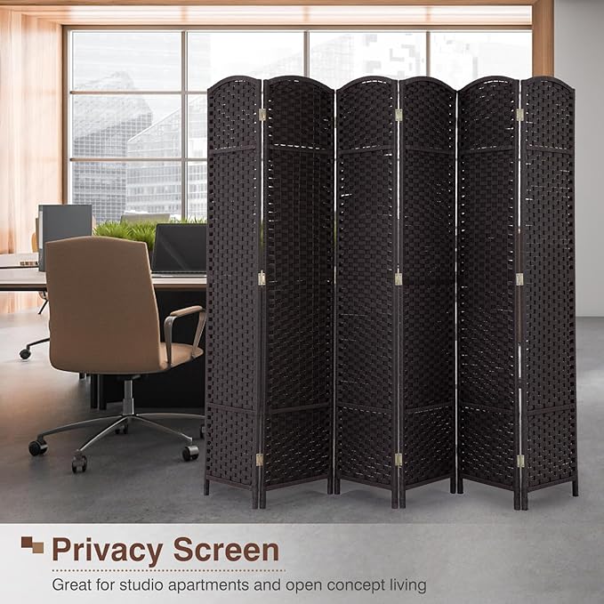 Room Divider 6 Panel 5.6 FT Tall Privacy Screen Waterproof Wood Frame Partition Room Dividers and Folding Privacy Screens Freestanding Wall Divider Indoor and Outdoor for Portable Room Separation
