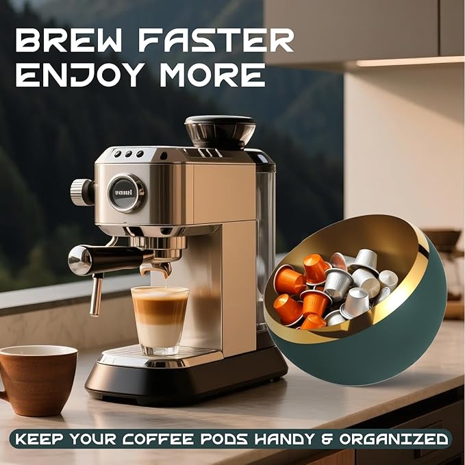 Coffee Pod Holder, Large Capacity Stainless Steel Storage Rack for Coffee & Espresso Pods - Countertop Coffee Bar Accessories (Green without base, Large)