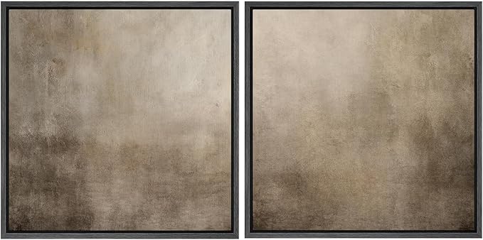 SIGNFORD Framed Canvas Print Wall Art Set Neutral Abstract Minimalist Earthy Tones Illustrations Modern Art Minimal Relax/Calm for Living Room, Bedroom, Office - 24"x24"x2 Black