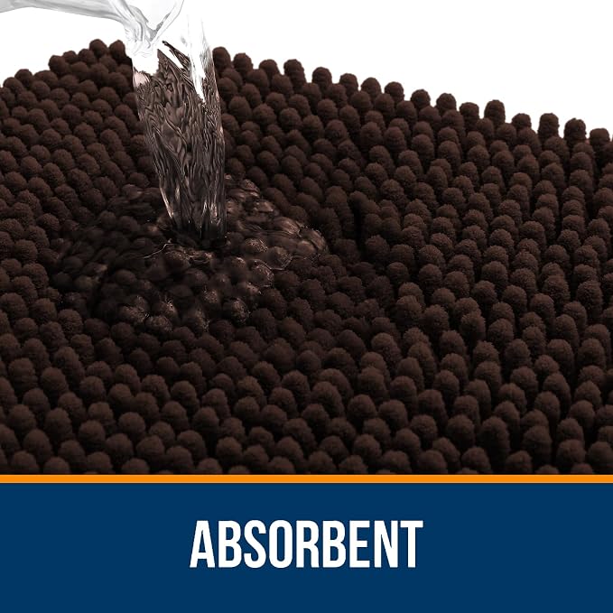OLANLY Large Bathroom Rugs 45x27, Extra Soft Absorbent Chenille Bath Rugs, Rubber Backing Quick Dry, Machine Washable Bath Mats for Bathroom Floor, Tub and Shower, Home Decor Accessories, Brown