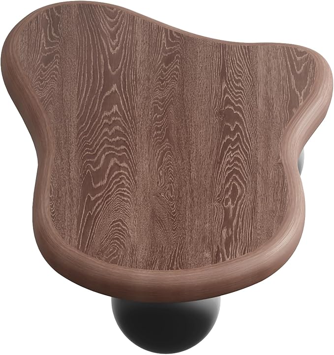 40" Cloud Coffee Table for Living Room Irregular Coffee Table Modern Low Coffee Tables Cute Small Center Table with 3 Ball Legs for Small Space Apartment Walnut & Black