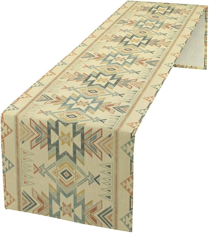 Native Aztec Table Runner, Tribal Style Southwestern Geometric Table Runners Decor for Party Dinner Festival Farmhouse Holiday Home 13x108 Inch