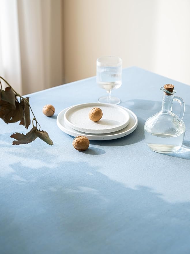 Blue Linen Table Cloths for Rectangle Tables Farmhouse Neutral Tablecloth Rectangular Kitchen Decoration Dining Table Cover Washable 60x104