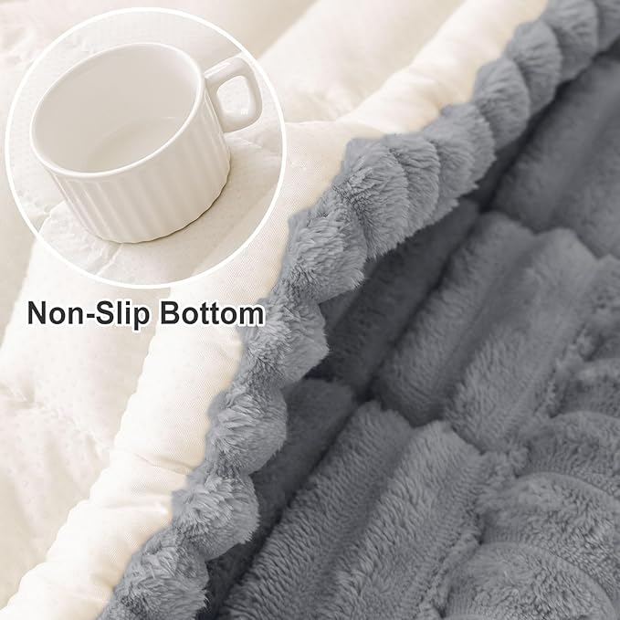 hyha Couch Cover for Dogs Washable, Non Slip Thick Flannel Sofa Protector, Pet Friendly Plush Furniture Cover for Sectional Sofa & Loveseat (Grey, 27.6" x 70.9")