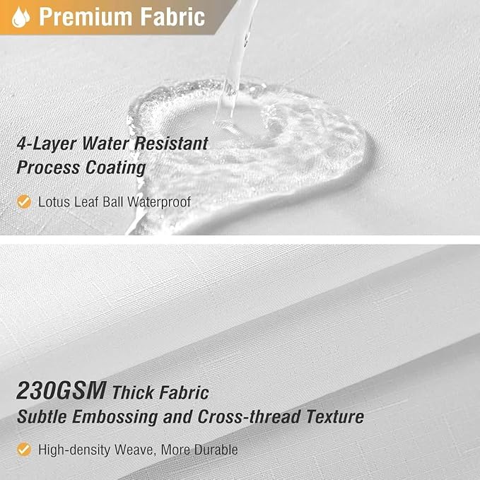 BTTN Fabric Shower Curtain, Linen Textured Heavy Duty Polyester Cloth Shower Curtain Set with Plastic Hooks, White, 180" W x 72" L (Pack of 1)
