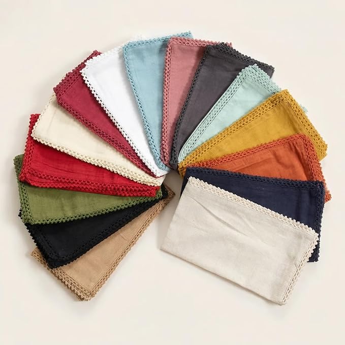 ACCENTHOME Burgundy Cloth Napkins Set of 12 18x18 inch Cotton Dinner Napkins - Washable Soft Premium Hotel Quality Reusable Napkins Perfect Table Napkins for Family Dinners, Weddings & Everyday Use