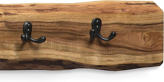 Alaterre Furniture Alpine Natural Live Edge Wood Coat Rack – 48 Inch Solid Wood Wall-Mounted Coat Hook with 6 Double Hooks – Modern Farmhouse Storage Organization for Entryway, Hallway, or Mudroom