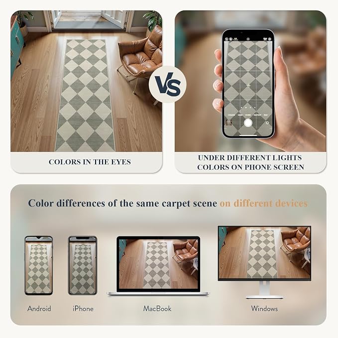 Beeiva Checkered Rug Runners for Hallways Non Slip, 2x4 Washable Runner Rug for Kitchen Ultra Thin Green Entryway Runner, Gingham Diamond Decor Farmhouse Throw Carpet for Bathroom Laundry