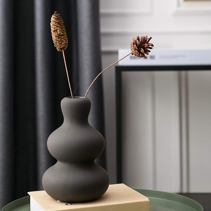 Ceramic Vase for Decor, Black Modern Vases for Home Decor Living Room, Home, Office, Centerpiece,Table and Wedding
