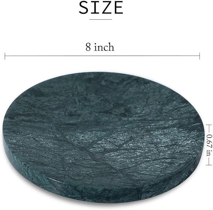 8" Natural Travertine Ring Dish Jewelry Tray for Women Gift - Marble Trinket Dish for Key Earring Nightstand - Candy,Fruit, Nut, Snack Serving Tray for Table, Home Decor (India Green Marble)