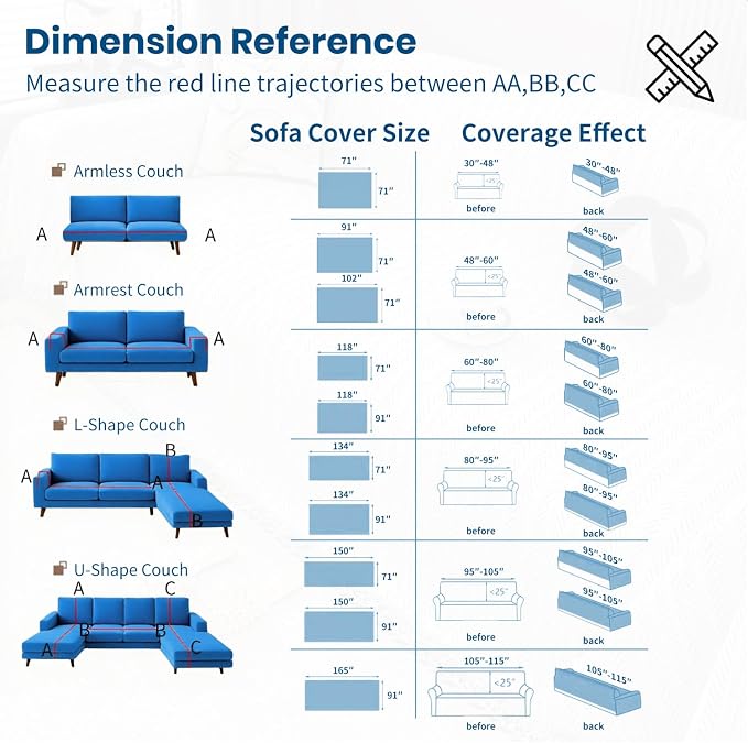 Chenille Couch Cover for Sofa Non Slip Cover Washable Pet Scratch Couch Covers Tassel Sofa Slipcover for 3 Cushion Couch Furniture Protector Blanket for Living Room,Stone Blue 91"x134"