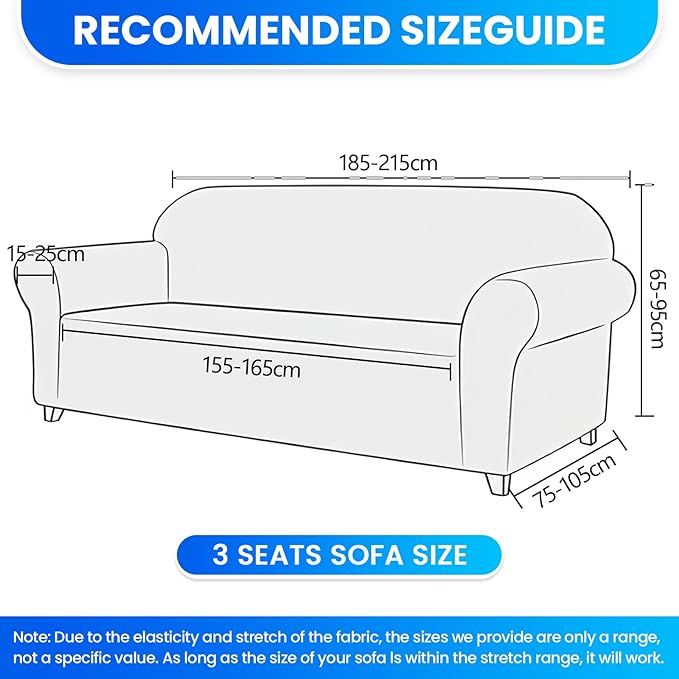 Stretch Sofa Slipcover 3 Cushion Couch Sofa Cover,71"-91" Non Slip Soft Couch Sofa Cover Washable Furniture Protector with Non Skid Foam and Elastic Bottom for Kids, Pets,Dark Gray