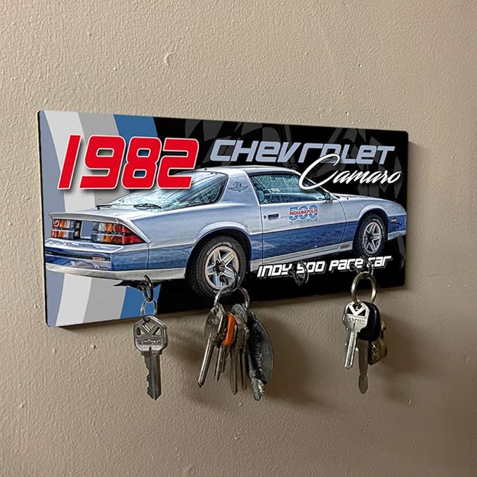 Brotherhood 1982 Compatible with Camaro Indy 500 Pace Car Design Key Holder Organizer Wall Mount Rack for Holders The Home Keys Ring Decorative Hangers Decor Hook Hanger