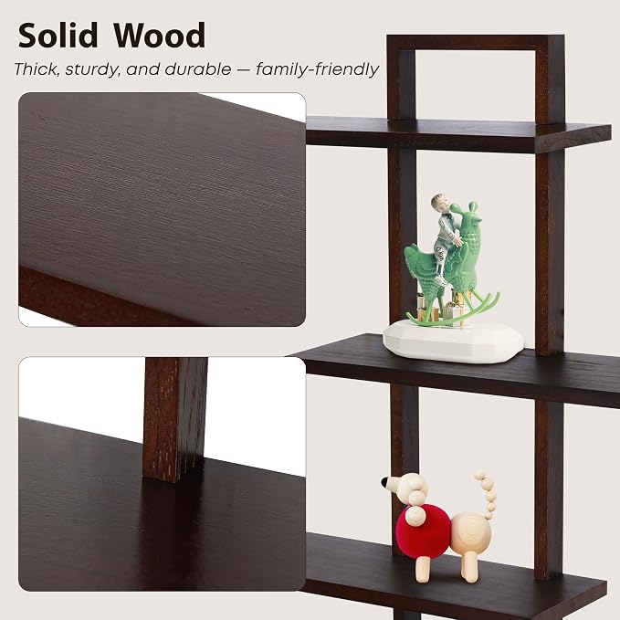 PHOENANCEE 3 Tier Wall Shelves,Decorative Floating Shelf for Wall,Plants Photo Shelf Storage Display Shelving Wood for Living Room Bedroom Kitchen Home Office Decor,Modern,Large,22 Inch(Walnut
