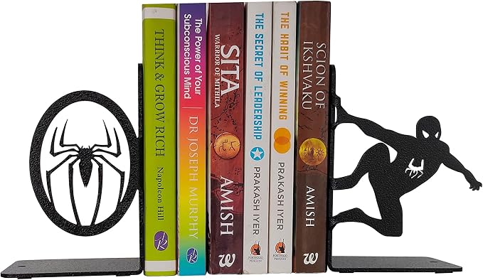 Superhero Decorative Metal Bookends,Metal Bookends, Non Skid Book Ends, Book Stopper for Home/Office Decor/Shelves, 7 X 5.5 X 4 inch per Piece