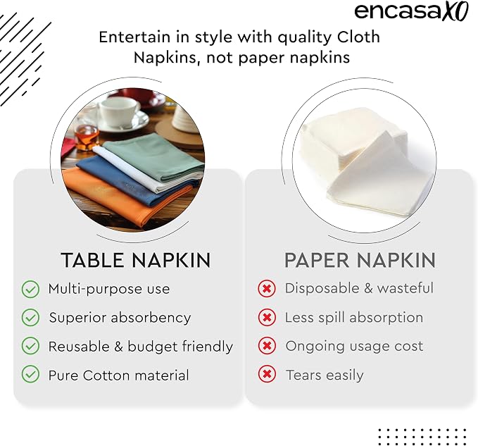 Encasa XO Purple Cloth Napkins Set of 6, 17"x17" | Solid Color Cotton Dinner Napkins | Washable & Reusable Wedding Napkins for Holiday Dinners, Party, & Everyday Table Decor