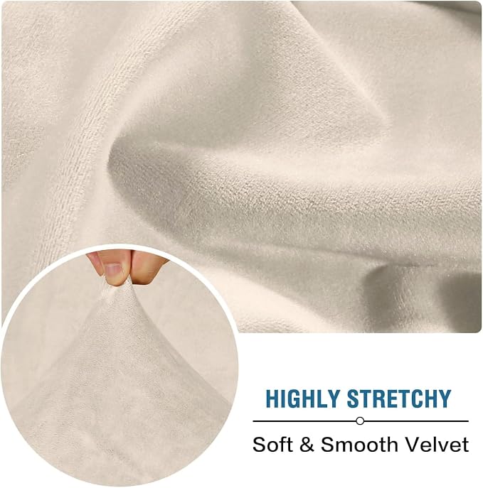 H.VERSAILTEX Velvet Stretch Individual Couch Cushion Cover Plush Cushion Slipcover for Loveseat Sofa Cushion Furniture Protector Seat Cushion Sofa Cover (1 Piece Sofa Cushion Cover, Ivory)