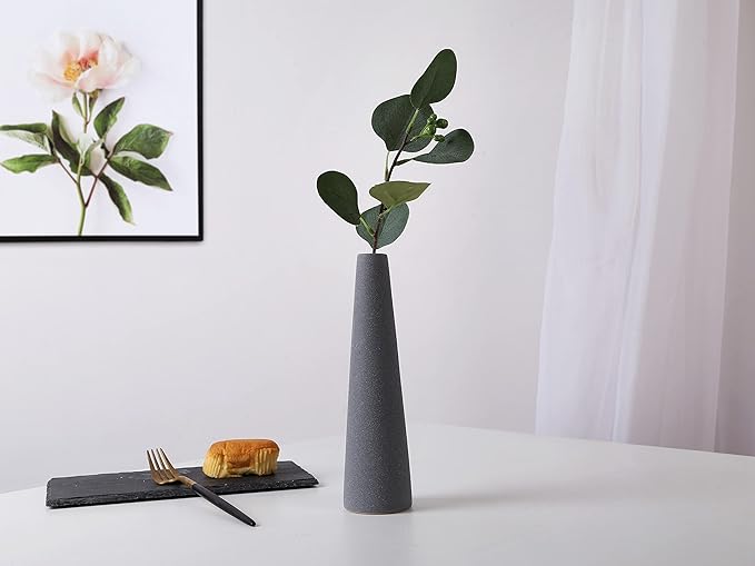 Ceramic Vases, Modern Home Decor Ceramic Vase, Frosted Porcelain vase, Grey Minimalist vases,Living Room Decoration，Ideal Shelf, Best Decoration. (Grey)