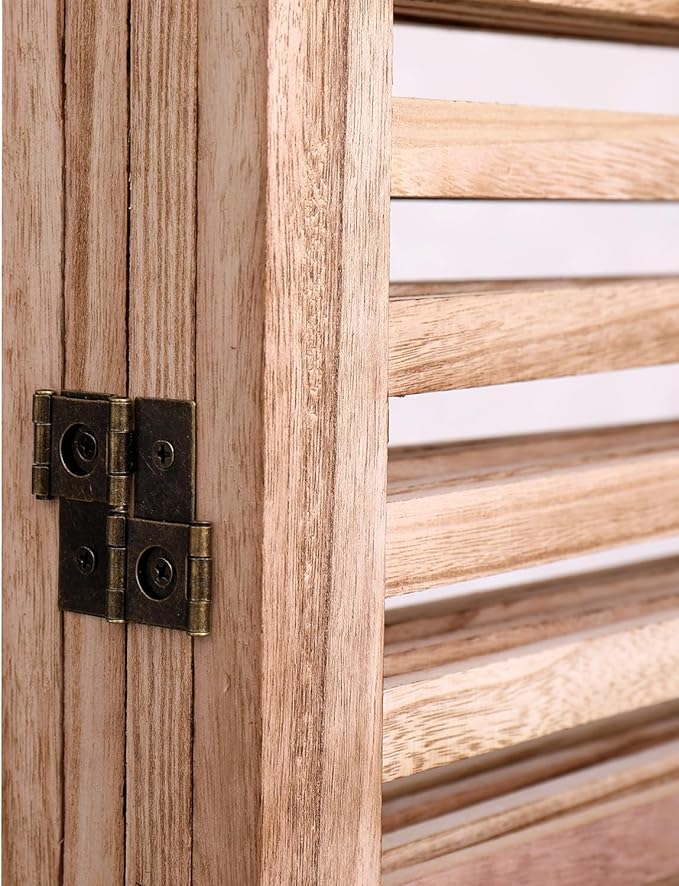 65 Inch Partition Room Dividers with Extra Stable Base, 4 Panel Folding Wood Privacy Screen for Home Office Restaurant Bedroom - Natural