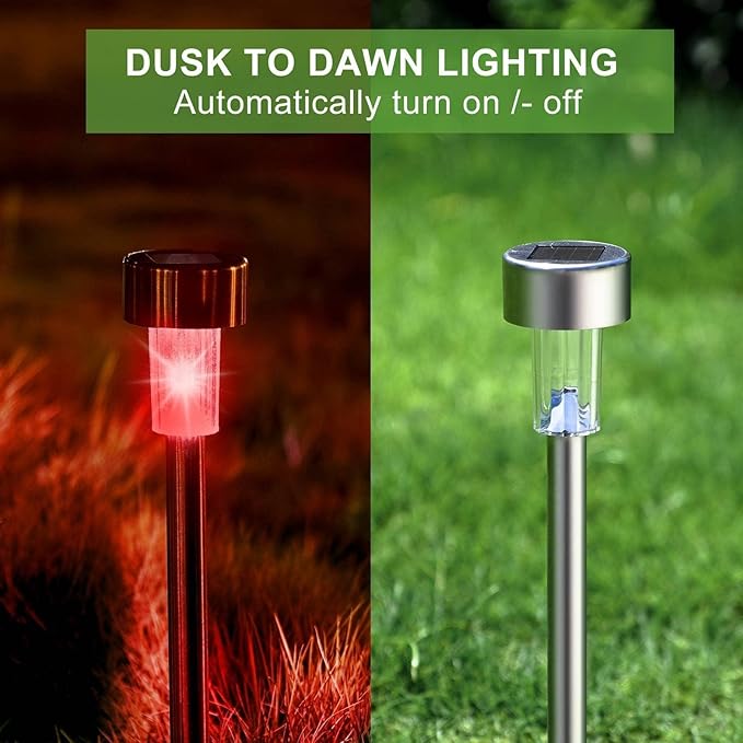 Dream Master Solar Lights Outdoor Waterproof, Stainless Steel LED Landscape Lighting, Solar Garden Lights, Outdoor Christmas Decorations for Yard, Pathway, Walkway, Patio, Lawn - 16Pack(Multicolor)