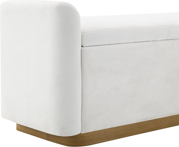 KEIKI 49" Storage Ottoman Bench with Safety Hinge, Ottoman with Storage, End of Bed Bench for Bedroom, Living Room, Entryway, Holds up to 350 lb, Beige