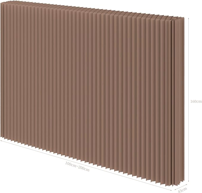 Folding Room Dividers, Portable Paper Partition, Retractable Privacy Screen for Dorm Studio Office Dressing Room Beauty Salon, Versatile Shapes, Easy for USE and Storage, Brown