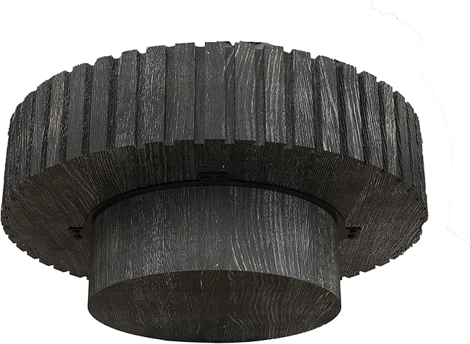 31.5" Circle Coffee Table, Rustic Round Wood Center Table Accent Drum End Tea Table for Living Room Apartment Small Space,with Fluted Relief Side, Black