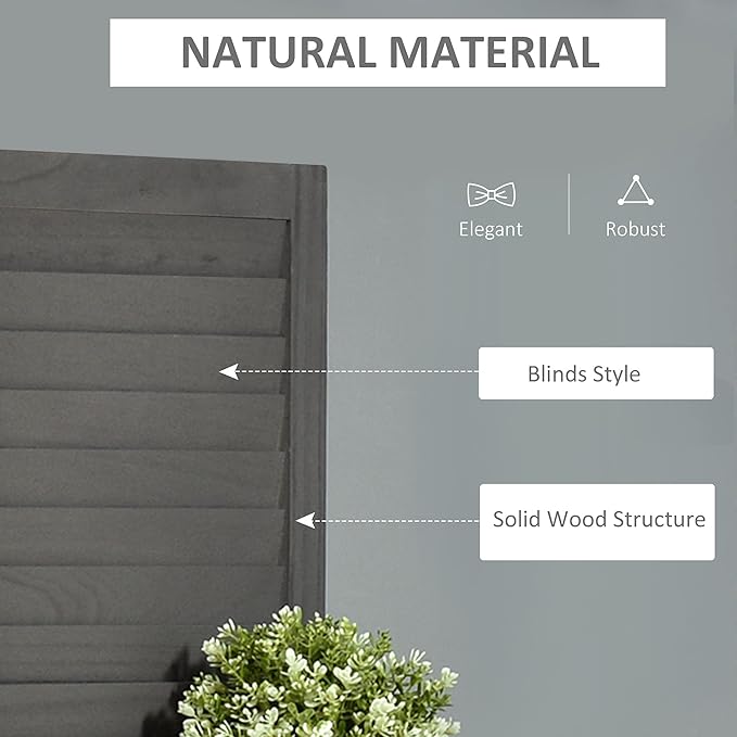 4-Panel Folding Room Divider with Shelves, 5.6 Ft Freestanding Paulownia Wood Privacy Screen Panel with Storage Shelves for Bedroom or Office, Gray