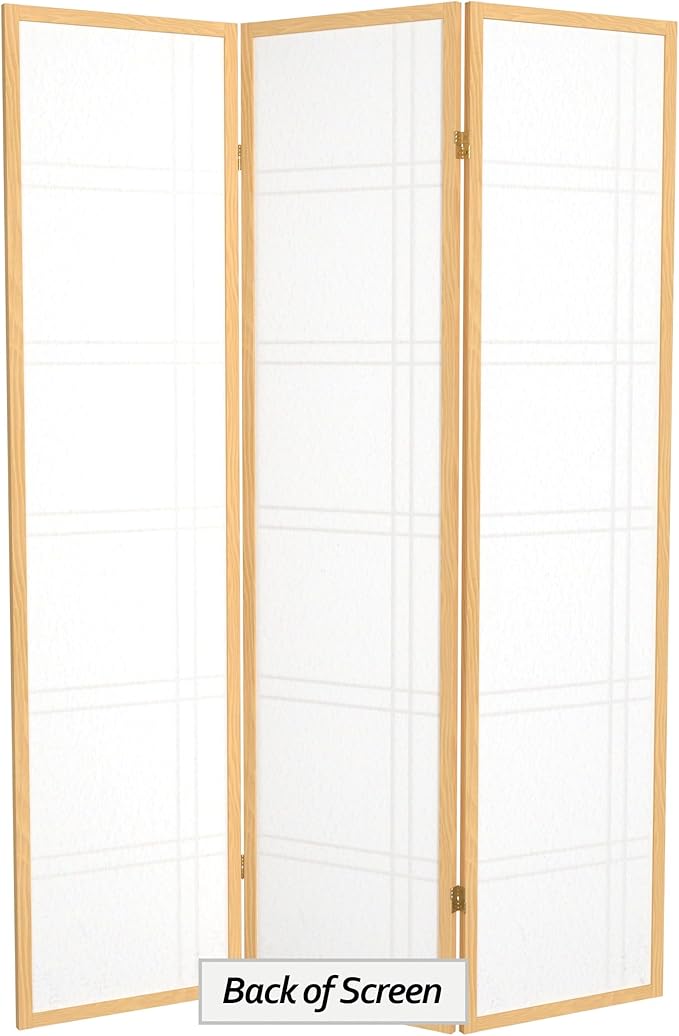Red Lantern 6 ft. Tall Double Cross Shoji Screen - Natural - 3 Panels