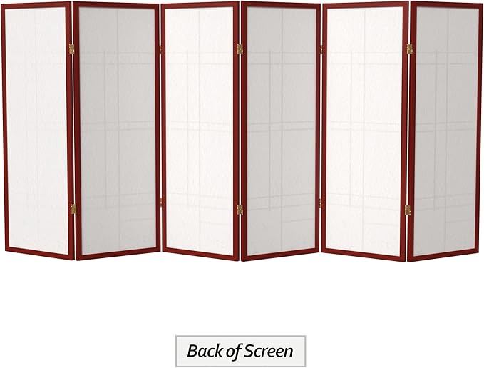 4 ft. Short Eudes Shoji Screen - Rosewood - 6 Panels