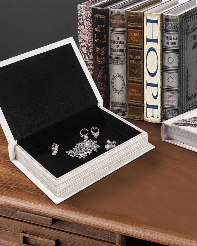 Vintage Faux Leather Decorative Book Box – Wooden Secret Storage Box with Magnetic Closure, Hidden Organizer for Bookshelf, Desk, or Office Decor (The Hunchback of Notre Dame)