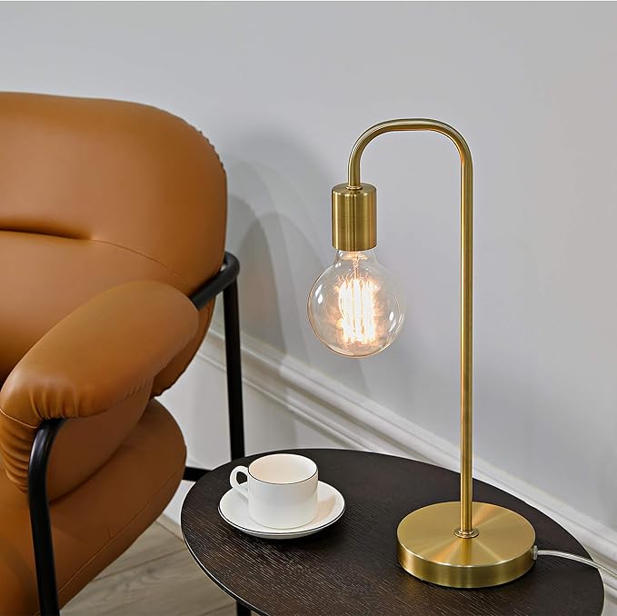 Globe Electric 67433 Holden 18" Table Lamp, Matte Brass, Modern, Night Stand, Bedroom Décor, Living Room, Bedside Light