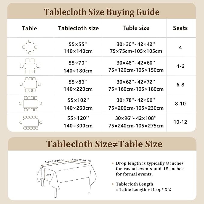 Laolitou Cotton Linen Waterproof Tablecloth for Dining Table Rustic Farmhouse Kitchen Rectangle Table Cloth Coffee Tables Cover, Coffee Lines, 55x120 Inch