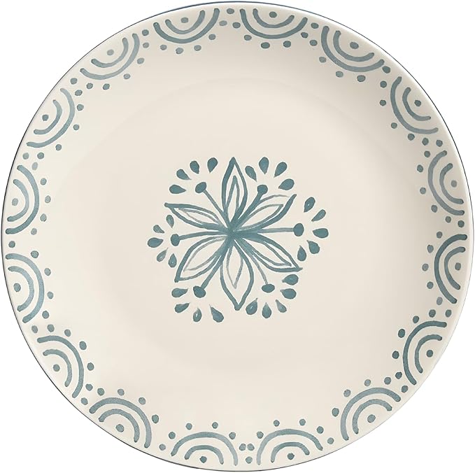 Sango 12-Piece Speckled Stoneware Dinnerware Set for 4- Glossy Plates and Bowls Set with Hand-Painted Floral Pattern, Rustic Ceramic Dish Set, Elegant Dishes for Everyday Dining, Siterra Glazed Garden