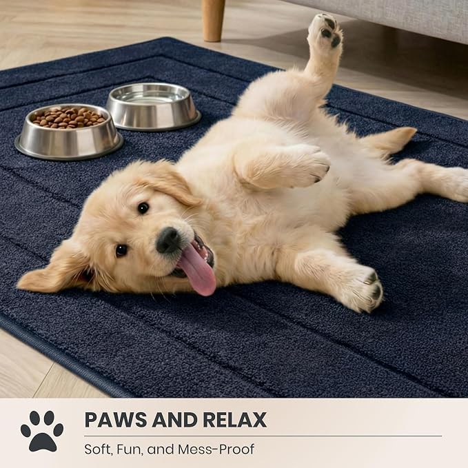 PURRUGS Dirt Trapping Door Mat 34" x 59", Non-Slip/Skid Machine Washable Entryway Rug, Dog Doormat, Super Absorbent Welcome Mat for Muddy Wet Shoes and Paws, Navy Blue