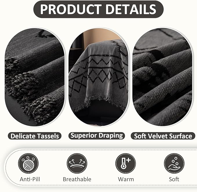 VClife Couch Cover Sofa Cover Washable Sofa Protector, Non Slip Couch Covers for 3 Cushion Couch Sofa Modern Tribal Pattern Sofa Slipcover Dog Furniture Protector, Soft Chenille, Dark Gray, 71"X134"