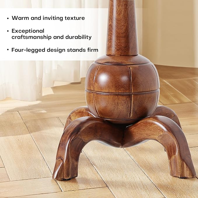 Wooden Coat Rack Freestanding with 8 Hooks, Heavy Duty Coat Hanger Stand with Stable Base, Vintage Coat Tree Standing Coat Racks for Entryway, Hallway, Bedroom (Walnut)