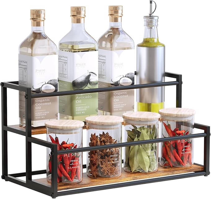 Okydoky 2-Tier Coffee Syrup Rack Holds 8 Bottles - Sturdy Stand for Coffee Bar, Kitchen & Beverage Station, Universal Holder for Syrup, Sauce & Wine Bottles