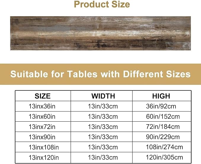 Tan Brown Rustic Abstract Art Contemporary Table Runner,Modern Neutral Decorative Pattern Table Runner for Coffee Table Dining Room Table Bedroom Party Holiday Decor 13x60inch