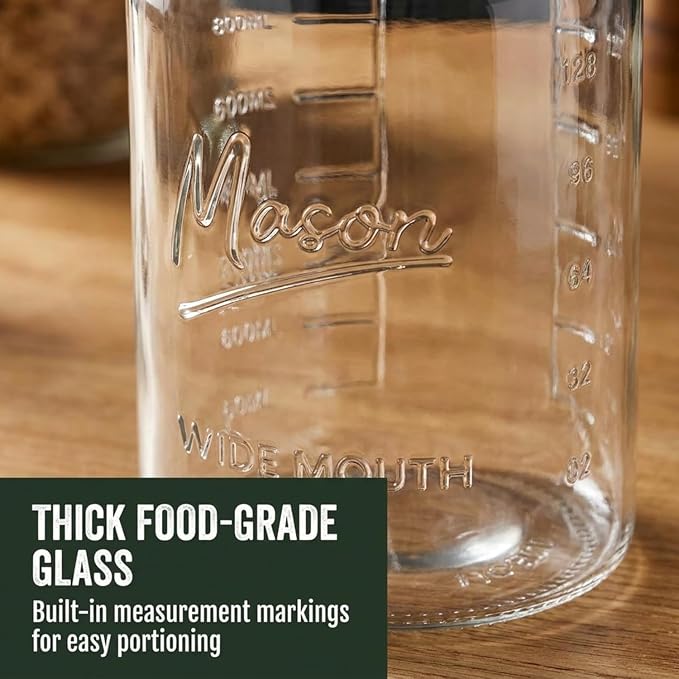 kitchentoolz 1 Gallon Mason Jars Wide Mouth with Airtight Bamboo Lids – Set of 2 Gallon Glass Jar with Lid – Large Mason Jars with Lids for Kitchen Pantry, Storage, and Canning