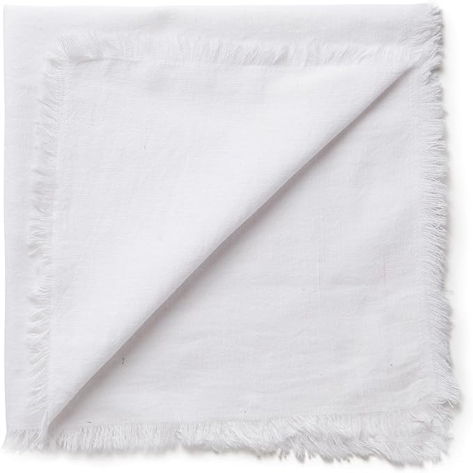 ACCENTHOME White Cotton Linen Napkin Set of 6 18x18 inch Dinner Napkins - Washable Soft Premium Hotel Quality Reusable Napkins Perfect Table Napkins for Family Dinners, Weddings & Everyday Use