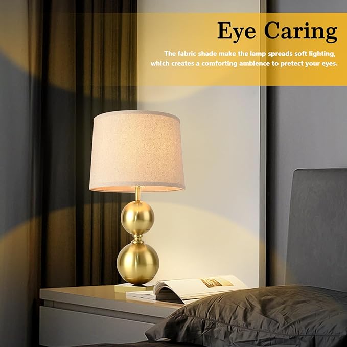 Ziqqeelam 24.8" Gold Tall Table Lamp, Contemporary Table Lamps Single for Living Room, Vase Modern Buffet Table Lamp Single for Bedroom, Nightstand, Bedside, End Table, Entry Way
