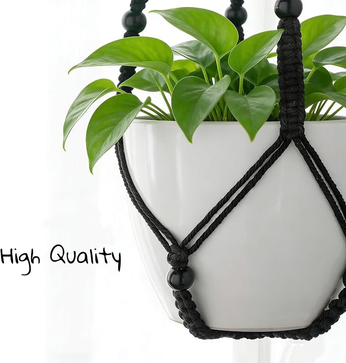 3 ft Macrame Plant Hanger Indoor Handmade Large Long wall Window Black Hanging Planters Holder Outdoor Boho Home Decor Ceiling Basket Hangers Plants