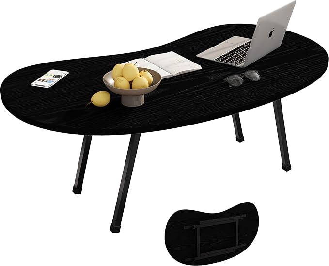 Foldable Coffee Table,Mid Century Modern Coffee Table Living Room Tables,Oval Center Table,Small Folding Coffee Tables Portable Table for Small Spaces,Living Room,Bedroom,Home,Easy Assembly,Black