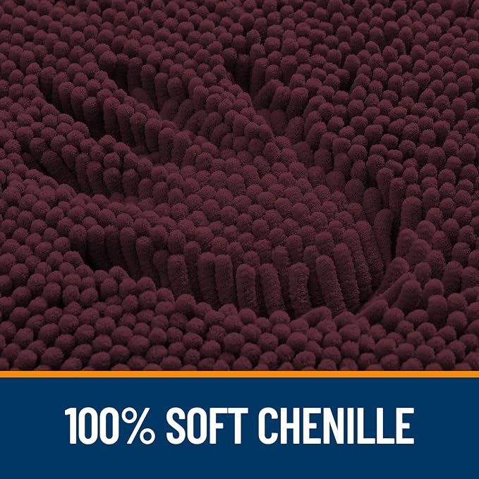 OLANLY Large Bathroom Rugs 59x35, Extra Soft Absorbent Chenille Bath Rugs, Rubber Backing Quick Dry, Machine Washable Bath Mats for Bathroom Floor, Tub and Shower, Home Decor Accessories, Black Cherry