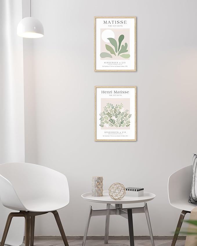 Unframed Sage Green Wall Art Set of 3,12x16IN Abstract Matisse Wall Decor,Quality Canvas Prints Posters Decoration for Bathroom Living Room Bedroom
