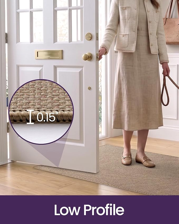 DEXI Hallway Runner Rug 2'4"x8', Non Slip Rubber Backed Runners Carpet, Ultra Thin Entryway Rugs Indoor for Kitchen Hallway Entrance Bedroom, Dark Beige